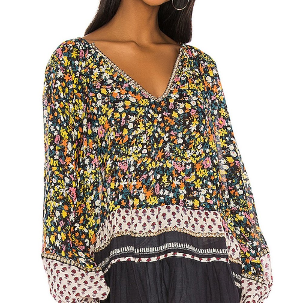 Free People Gardenia floral tunic top size S - Picture 6 of 8
